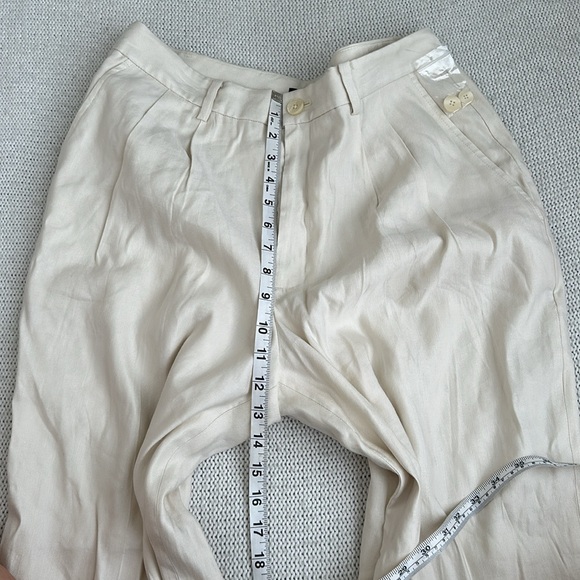 NWOT Ralph Lauren Linen High Waist Trousers Cream Size 10 - Picture 6 of 10
